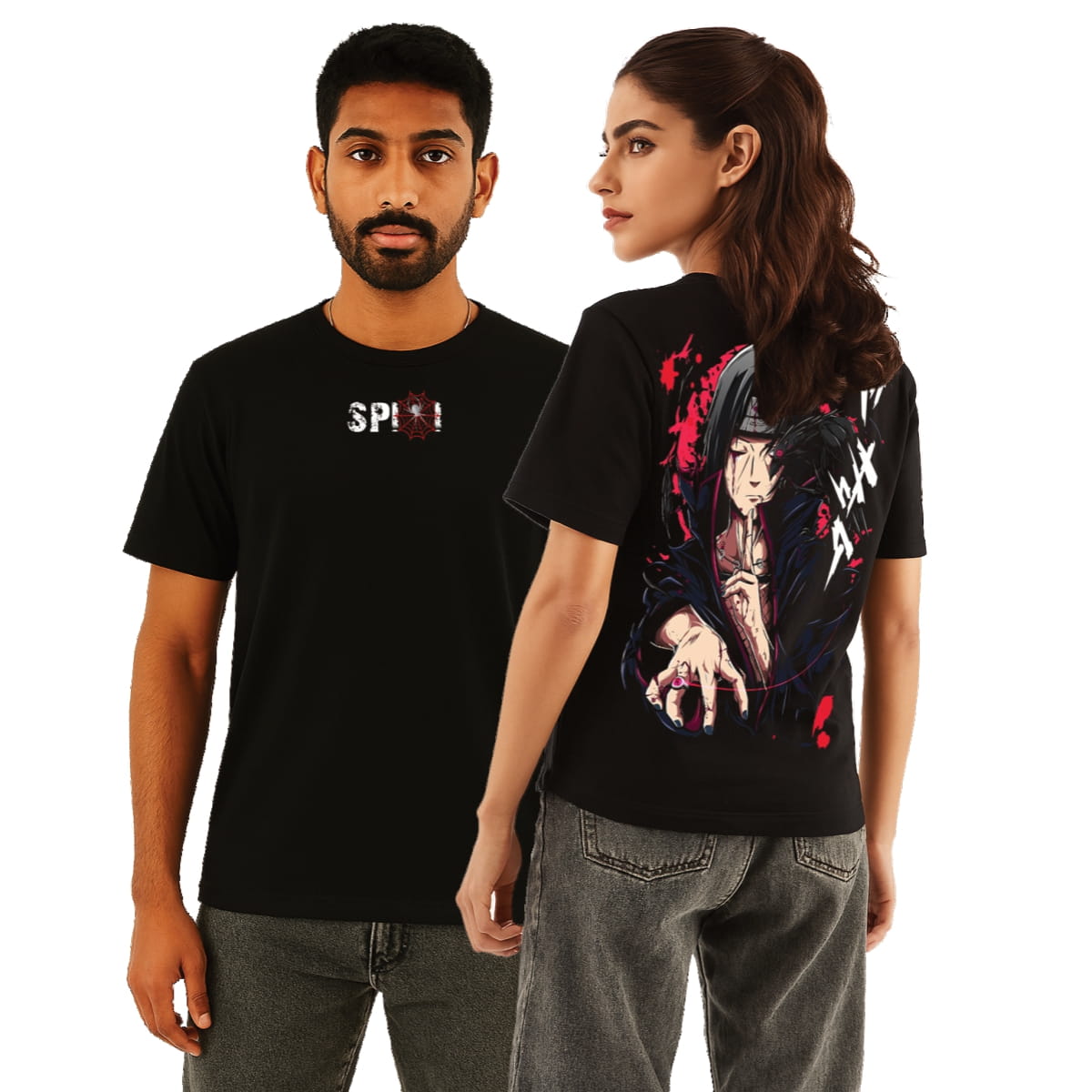 Shadow Crow Jutsu” Anime Graphic Tee – Dark Ninja Streetwear
